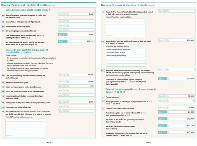 How do I prepare an IHT205 form?